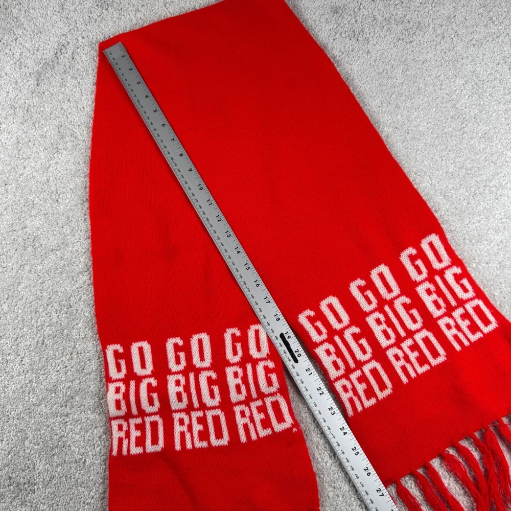 Nebraska Huskers Scarf Vtg 80s Adult OS Red Go Big Red Fan Knit Fringe Football